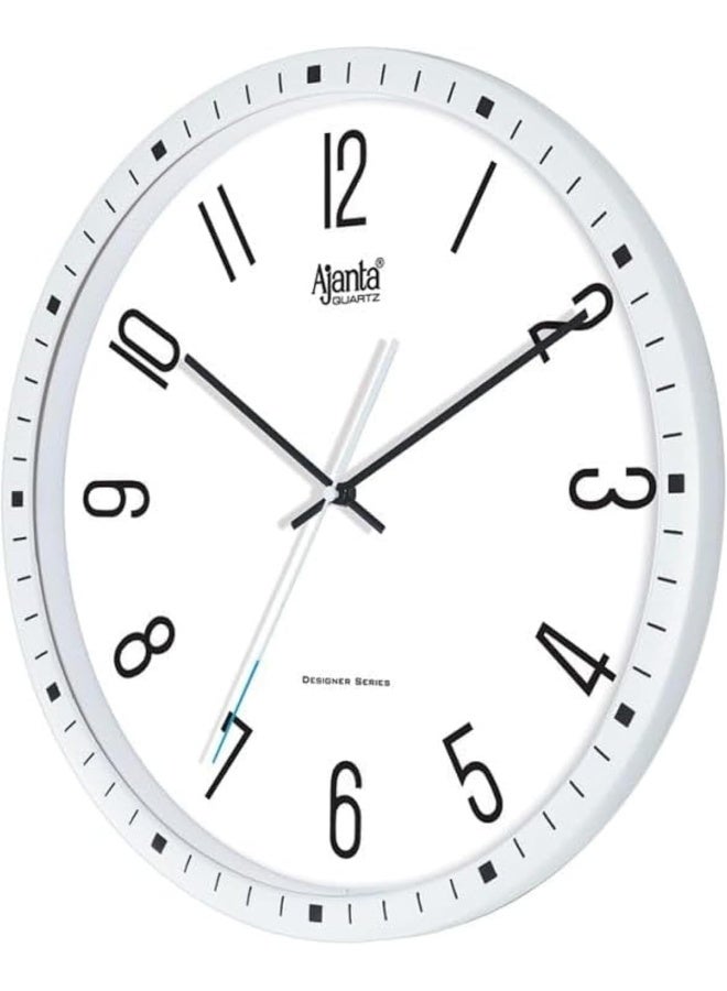 Ajanta 6087 Designer Wall Clock – White | Silent Sweep Movement | Dome Glass | Shimmery Silver Markers | Luxury Home & Office Décor | 1-Year Warranty - Image 1