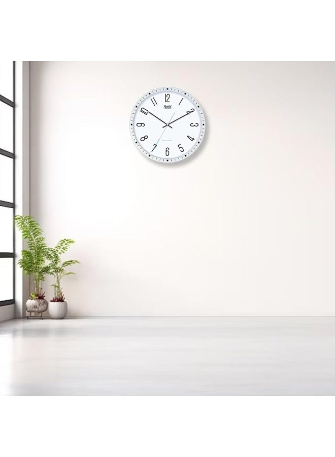 Ajanta 6087 Designer Wall Clock – White | Silent Sweep Movement | Dome Glass | Shimmery Silver Markers | Luxury Home & Office Décor | 1-Year Warranty - Image 2