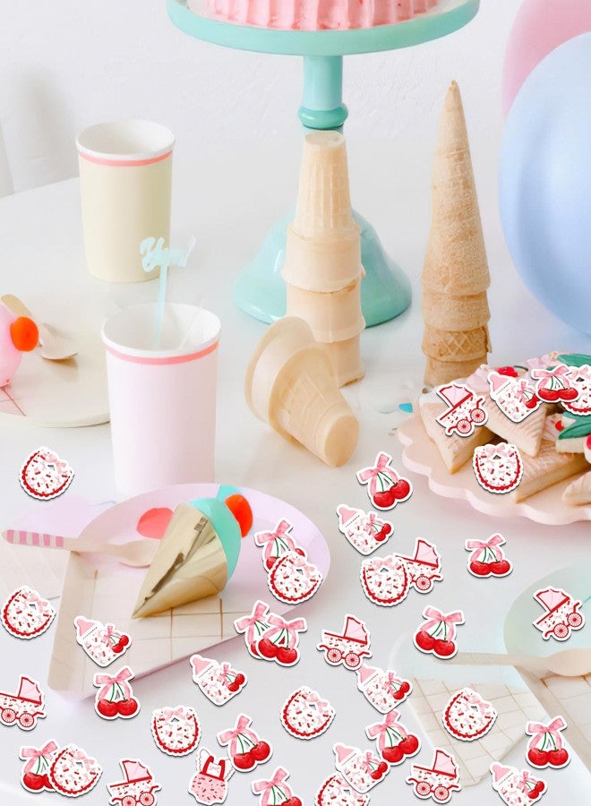 Merrystorm 200 قطعة من قصاصات الورق الملونة لحفلات استقبال المولود الجديد - ديكور حفلات بطابع الفواكه الحمراء للبنات - زينة طاولات ولوازم حفلات - Image 3