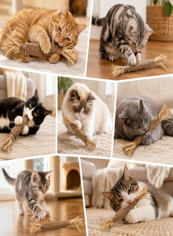 Sisal Wrapped Cat Chew Toy, Natural Raffia Stick for Indoor Cats, Interactive Kitten Teether for Teeth Cleaning, Biting, Exercise, Boredom Relief, Durable Pet Gift, Lightweight Handy Play Accessory - Image 5