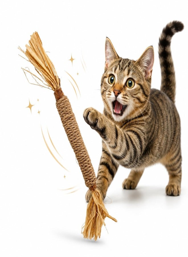 Sisal Wrapped Cat Chew Toy, Natural Raffia Stick for Indoor Cats, Interactive Kitten Teether for Teeth Cleaning, Biting, Exercise, Boredom Relief, Durable Pet Gift, Lightweight Handy Play Accessory - Image 1
