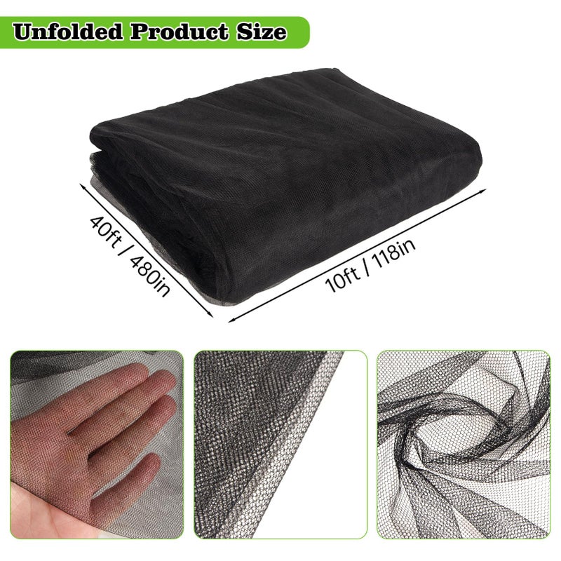 RGQSUN 39x10Ft Mosquito Netting Garden Mesh Netting,Fly Bird Net Barrier Hunting Blind Plant Protecting Net, 3x12m Black - Image 2