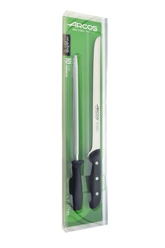 ARCOS Slicing Set 2 pieces 11 Inch Nitrum Stainless Steel. Ergonomic Polyoxymethylene POM Handle. 275 mm Blade. Strength with high-performance ergonomics. Series Maitre. Color Black. - Image 5