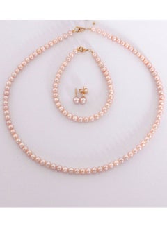 Set, Freshwater Pearls, A Quality, Natural Multi Color, 5.0-3.5MM, 18KY