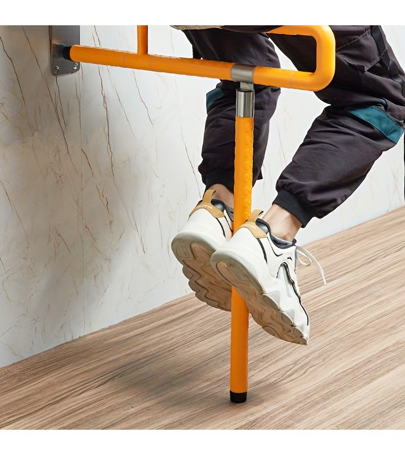 White Stainless Steel Handrail For Toilet Bathroom Safety Folding Support Bar With Luminous Effect - Image 4