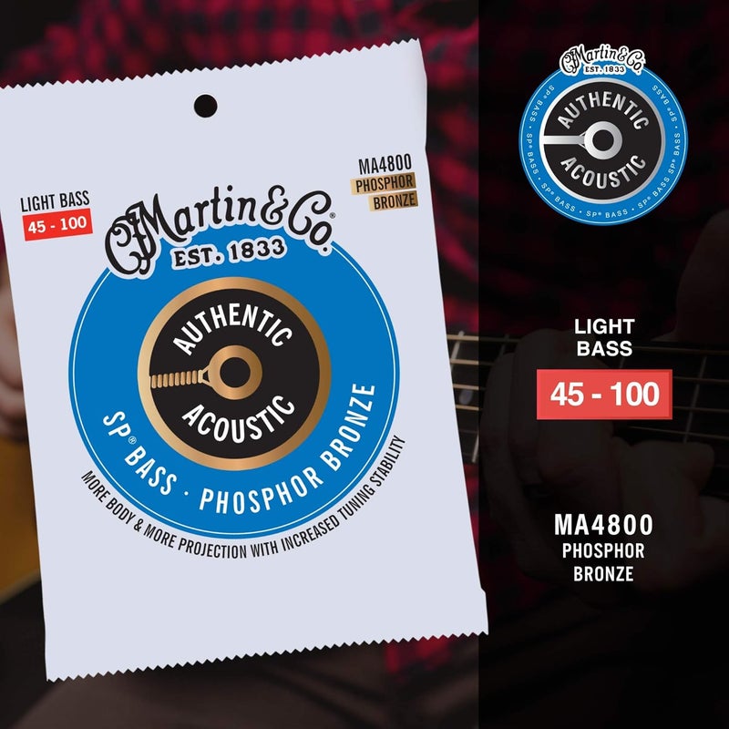 Martin C.F Guitar Authentic Acoustic MA4800 Light-Gauge Acoustic Bass Guitar Strings, 92/8 Phosphor Bronze - Image 3