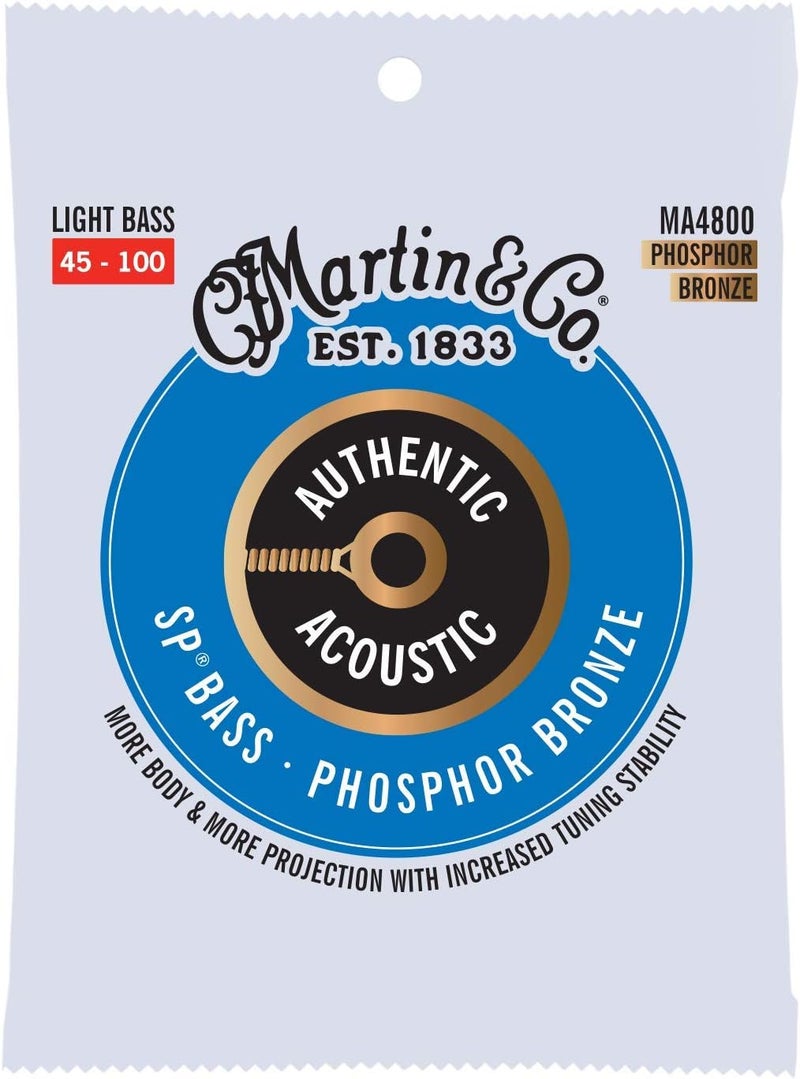 Martin C.F Guitar Authentic Acoustic MA4800 Light-Gauge Acoustic Bass Guitar Strings, 92/8 Phosphor Bronze - Image 1