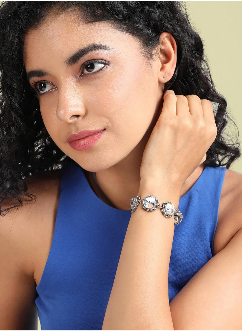 SOHI Textured Crystal Bracelet