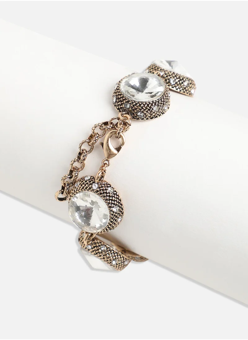 SOHI Textured Crystal Bracelet