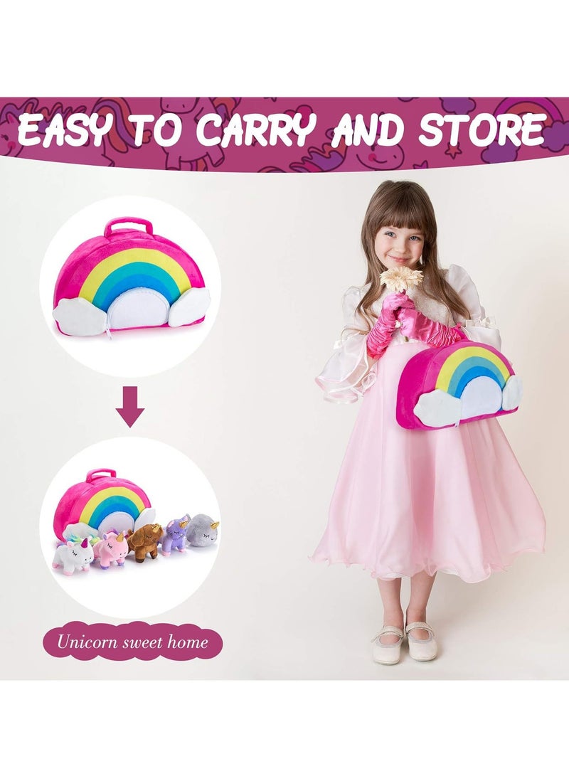 Y&D Stuffed Toy Unicorn Animal Set Plush Baby Toys Plush Toys Bag 5 Pieces Inside Includes 2 Unicorns Kitty Puppy and Narwhal Ideal Toddler Birthday Gift fot Girls and Kids - Image 3