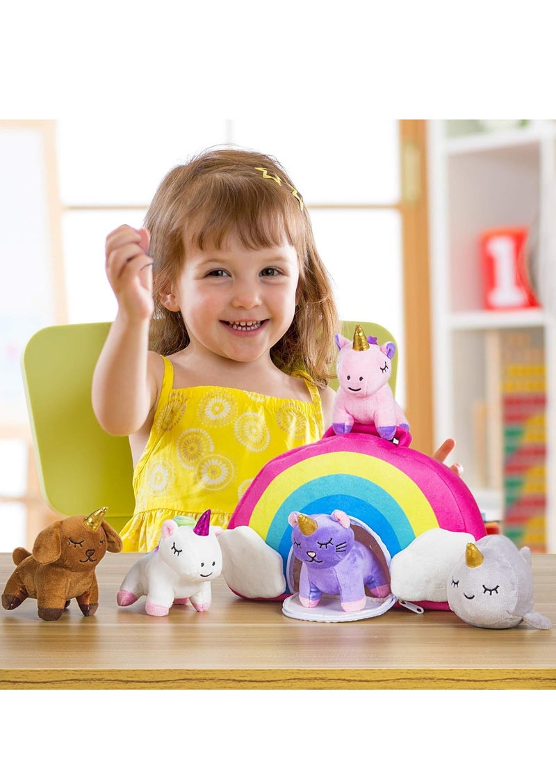 Y&D Stuffed Toy Unicorn Animal Set Plush Baby Toys Plush Toys Bag 5 Pieces Inside Includes 2 Unicorns Kitty Puppy and Narwhal Ideal Toddler Birthday Gift fot Girls and Kids - Image 4