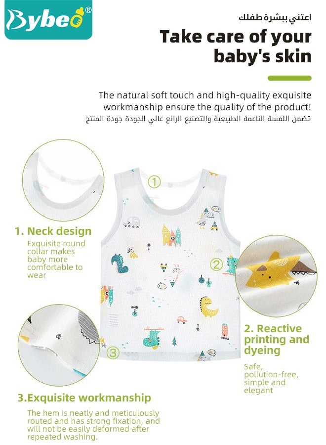 Bybeo 4 PCS Baby Clothes Set, Round Neck Sleeveless Printed T-Shirt + Elastic Waist Potty Training Underwear for Boys and Girls - Image 5