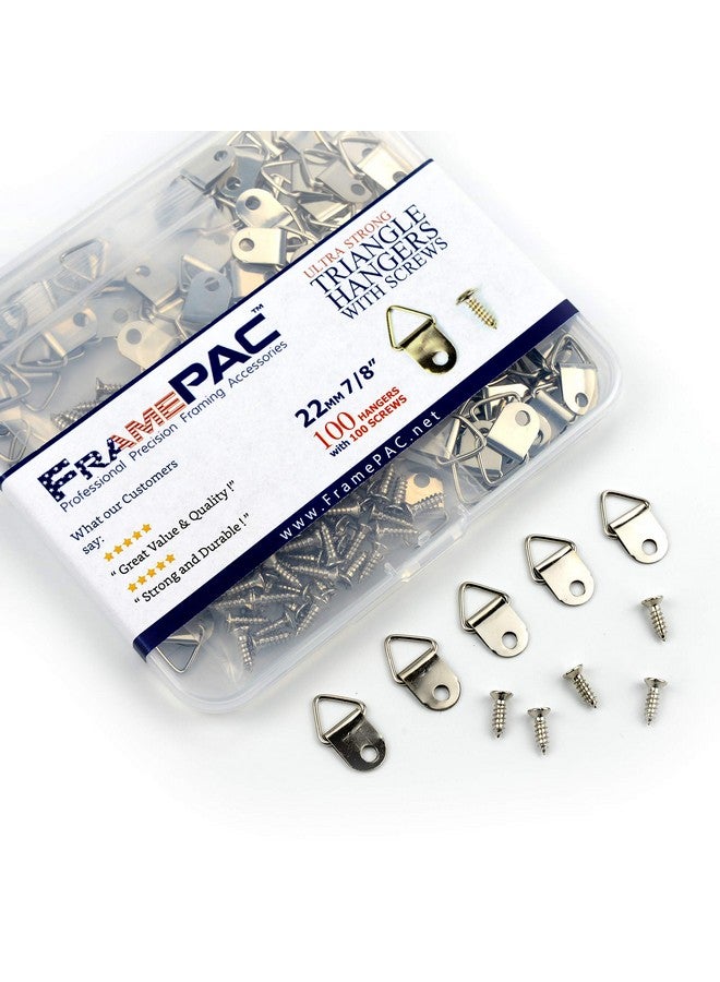 FramePac Small Triangle Picture Hangers With Screws [100 Pcs] (Aka Picture Hanging Hardware Picture Frame Hanger Picture Hanger Hooks Picture Hooks For Hanging) - Image 1