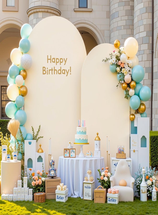HB HBB MAGIC Beige Arch Backdrop Cover Set of 2 Beige Arch Cover 7.2 and 6ft Wedding Arch Cover Stretchy Backdrop Bridal Baby Shower Birthday Party Arches Stand Covers Spandex - Image 3
