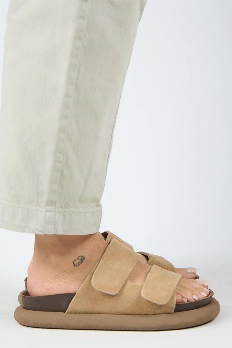 Manijero Manijero Lillo Women's Genuine Leather Double Velcro Sand Slippers