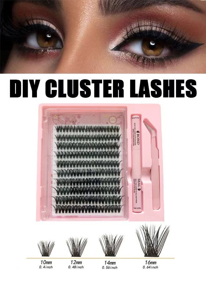 روي بن مجموعة أدوات تمديد الرموش DIY 200 قطعة مجموعة أدوات تمديد الرموش، 10-16 مم  مجموعة أدوات الرموش مع ملاقط الرموش وغراء الرموش - Image 1