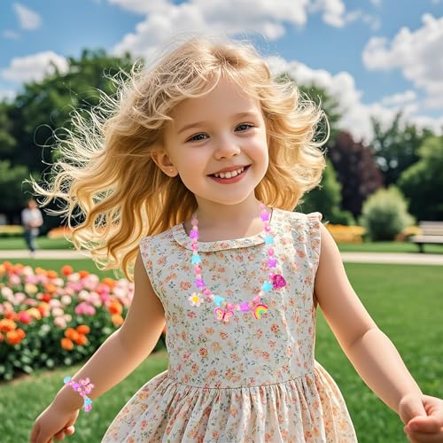 PinkSheep Toddler Jewelry Kids Necklace Choker and Bracelet 3 Pack 9pcs, Little Girls Jewelry In Box, Flower Girl Gift Kids Girls Accessories (Princess) - Image 4