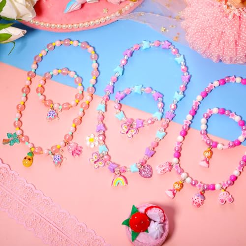 PinkSheep Toddler Jewelry Kids Necklace Choker and Bracelet 3 Pack 9pcs, Little Girls Jewelry In Box, Flower Girl Gift Kids Girls Accessories (Princess) - Image 3