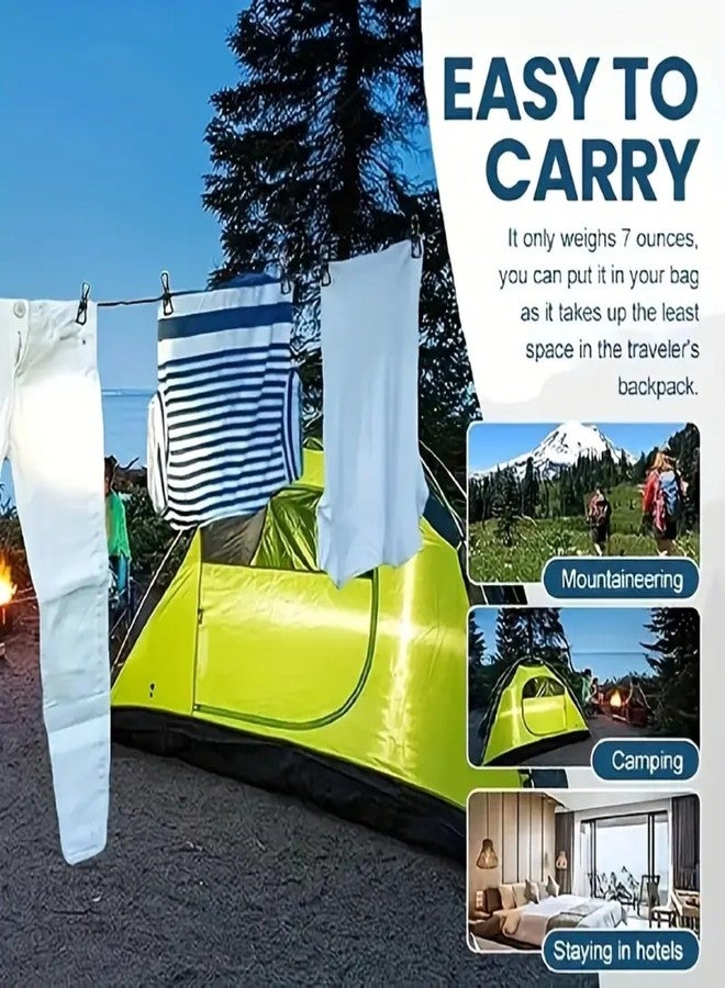 PulGos (Pack of 1)Retractable Cloth Drying Rope with 12 Metal Clips| Strong Elastic Clothes Hanging Rope Travel, Home & Outdoor | Kapde Sukhane Ki Rassi/ Wire | Multicolor | Adjustable & Easy to Carry - Image 3