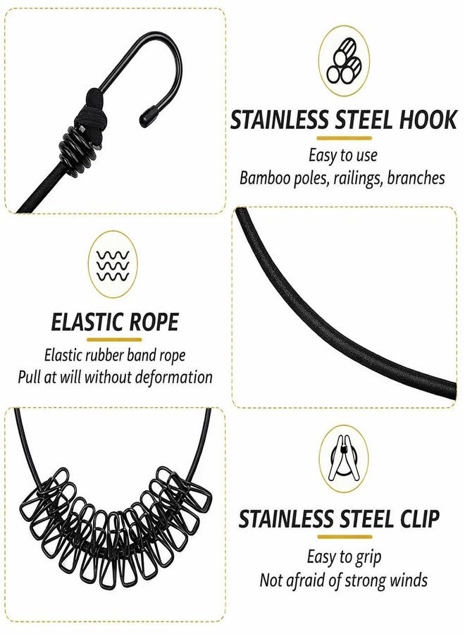 PulGos (Pack of 1)Retractable Cloth Drying Rope with 12 Metal Clips| Strong Elastic Clothes Hanging Rope Travel, Home & Outdoor | Kapde Sukhane Ki Rassi/ Wire | Multicolor | Adjustable & Easy to Carry - Image 4