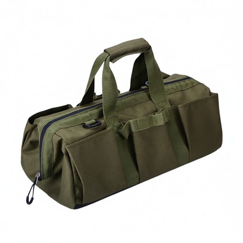 sundick Outdoor Tool Bag: Army Green Oxford Cloth With PVC Bottom, Water-resistant Durable - Wide Opening Tool Organizer Bag For Camping Outdoor Use - Image 1