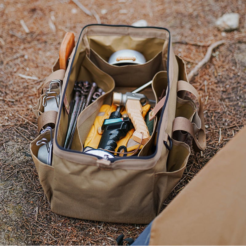 sundick Outdoor Tool Bag: Army Green Oxford Cloth With PVC Bottom, Water-resistant Durable - Wide Opening Tool Organizer Bag For Camping Outdoor Use - Image 3