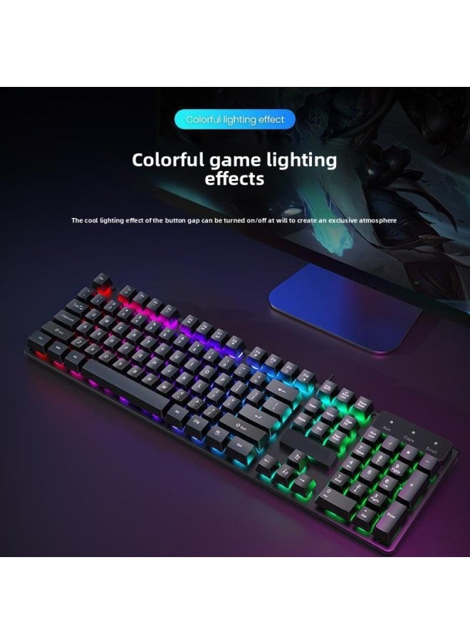 Generic - E-sports Game Wired Keyboard Keyboard Mouse Suit Mechanical Feel Desktop Laptop Office Mute Ear Wholesale-Color:Black Matte [sound/26-key No Conflict] Keyboard And Mouse Set *comes With Mouse Pad*two-year Warranty, Replace With One If Damaged - Image 1