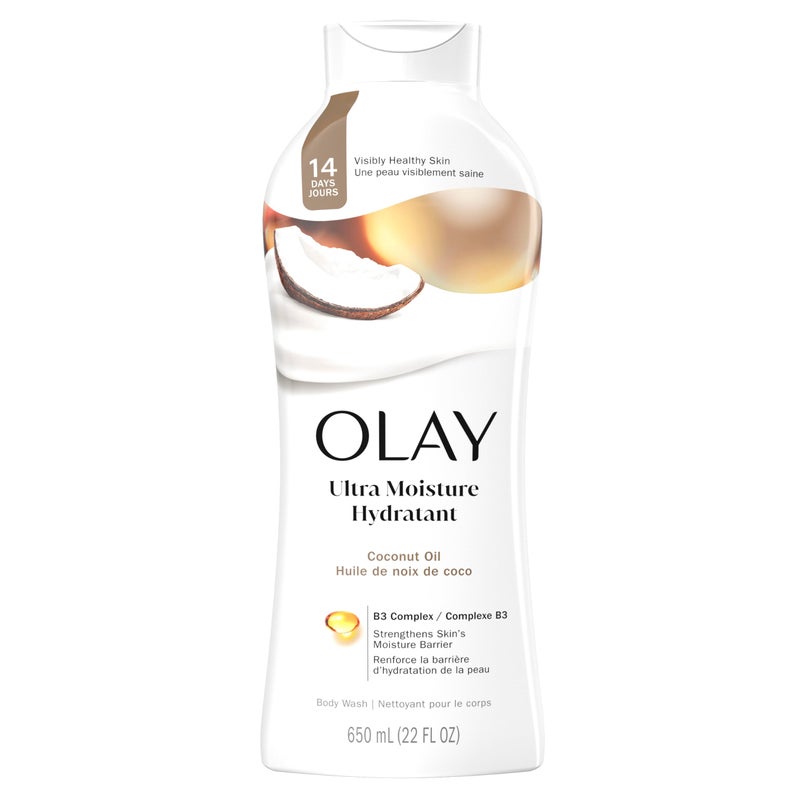 Olay Body Wash for Women, Ultra Moisture, 24hr Moisturizing, Hydrating & Refreshing, B3 Vitamin Complex, Free of Parabens & Phthalates, For All Skin Types, Coconut Oil Scent, 22 fl oz (Pack of 4) - Image 2