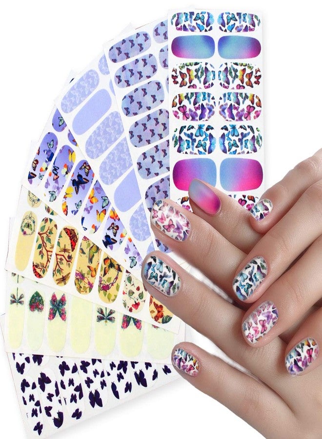 SILPECWEE 14 Sheets Butterfly Nail Wraps for Women Rainbow Polish Strips Self Adhesive Stickers Stick on Gel Strips Fingernail Manicure With Nail File - Image 4