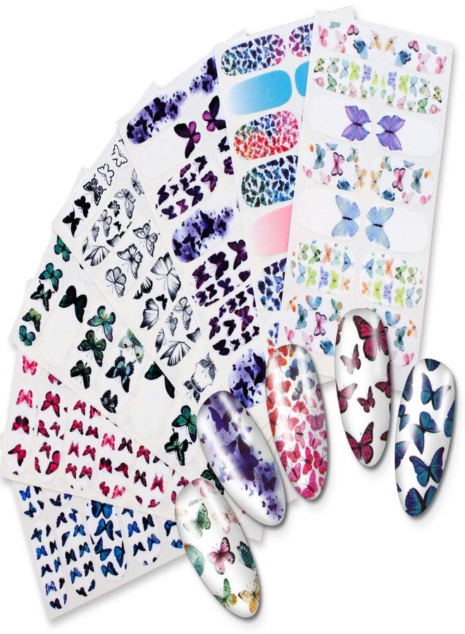 SILPECWEE 14 Sheets Butterfly Nail Wraps for Women Rainbow Polish Strips Self Adhesive Stickers Stick on Gel Strips Fingernail Manicure With Nail File - Image 3