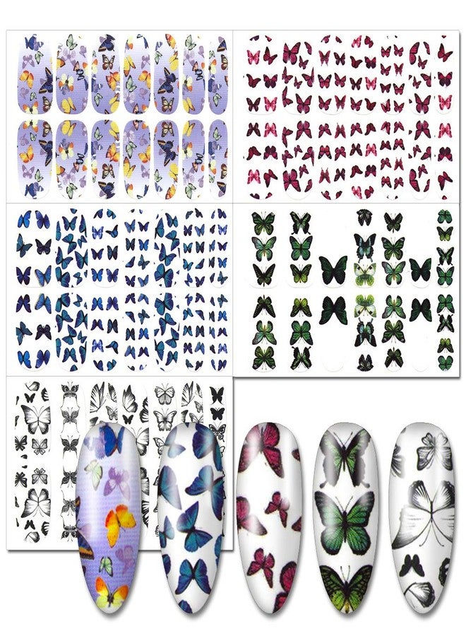 SILPECWEE 14 Sheets Butterfly Nail Wraps for Women Rainbow Polish Strips Self Adhesive Stickers Stick on Gel Strips Fingernail Manicure With Nail File - Image 5