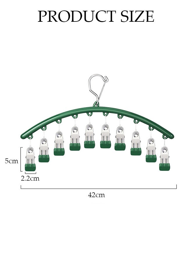 DUNISO 6Pcs Stainless Steel Sock Dryer Multi-functional Rustproof Windproof Arc Sock Hanger with 10 Strong Clips Space-Saving Laundry Drying Rack for Shoe Insoles, Socks, Underwear, Baby Clothes - Image 4