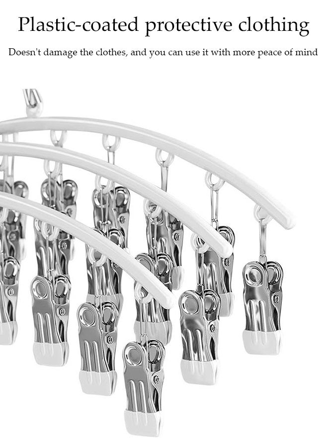 DUNISO 6Pcs Stainless Steel Sock Dryer Multi-functional Rustproof Windproof Arc Sock Hanger with 10 Strong Clips Space-Saving Laundry Drying Rack for Shoe Insoles, Socks, Underwear, Baby Clothes - Image 5