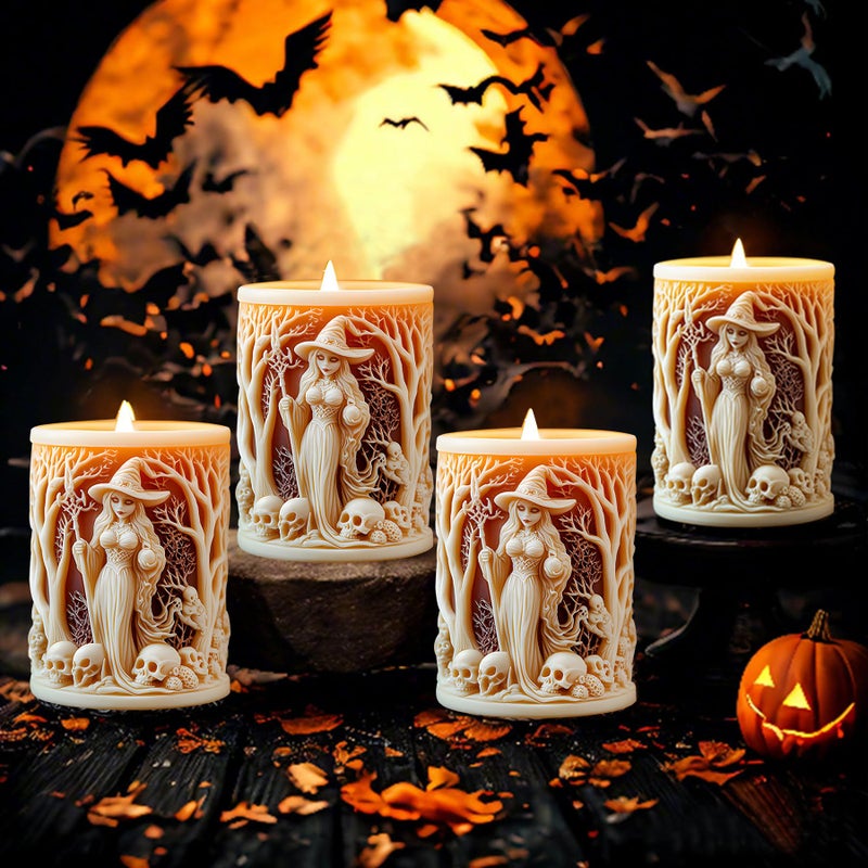 PEVOGON Halloween Candle Mold for Candle Making, 3DSilicone Mold for Resin Casting DIY Plaster Polymer Clay Home Decoration (Witch) - Image 4
