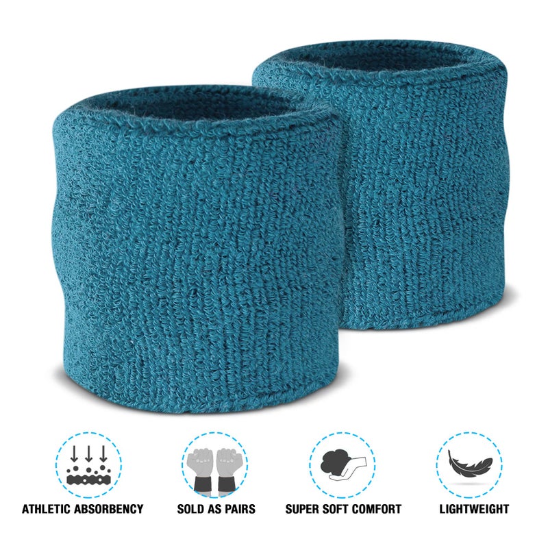 Suddora Sweatbands Set, Moisture Wicking 2 Wristbands and 1 Headband, Breathable Terry Cloth Athletic Bands for Basketball, Tennis, Yoga, Gym, Sweat Bands for Costumes and Cosplay, Teal - Image 4