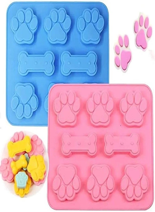 HUSAINI MART |8 Cvity Puppy Dog Paw and Bone Silicone Molds, Non-Stick Food Grade Silicone Molds for Chocolate, Candy, Jelly, Ice Cube, Dog Treats Pack of 1 - Image 1