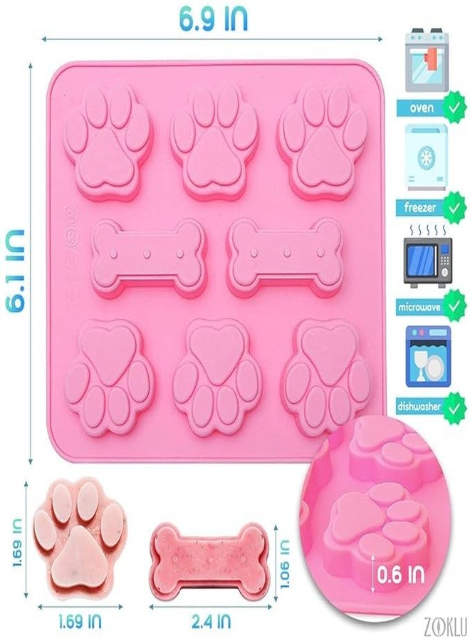 HUSAINI MART |8 Cvity Puppy Dog Paw and Bone Silicone Molds, Non-Stick Food Grade Silicone Molds for Chocolate, Candy, Jelly, Ice Cube, Dog Treats Pack of 1 - Image 2