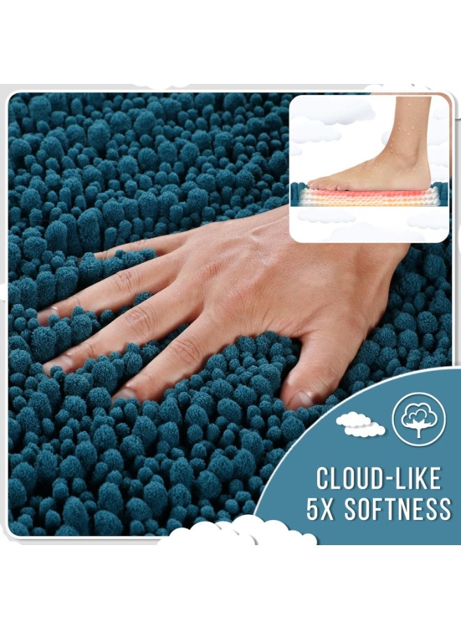 Yimobra Original Luxury Shaggy Bath Mat, 44.1 X 24 Inches, Soft and Cozy, Super Absorbent Water, Non-Slip, Machine-Washable, Thick Modern for Bathroom Bedroom, Peacock Blue - Image 4