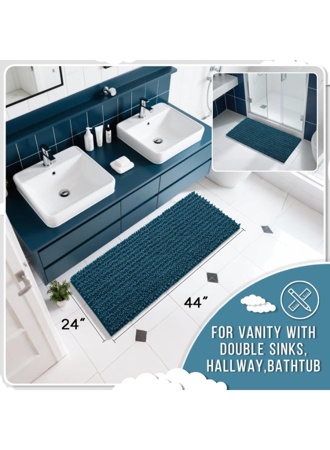 Yimobra Original Luxury Shaggy Bath Mat, 44.1 X 24 Inches, Soft and Cozy, Super Absorbent Water, Non-Slip, Machine-Washable, Thick Modern for Bathroom Bedroom, Peacock Blue - Image 2