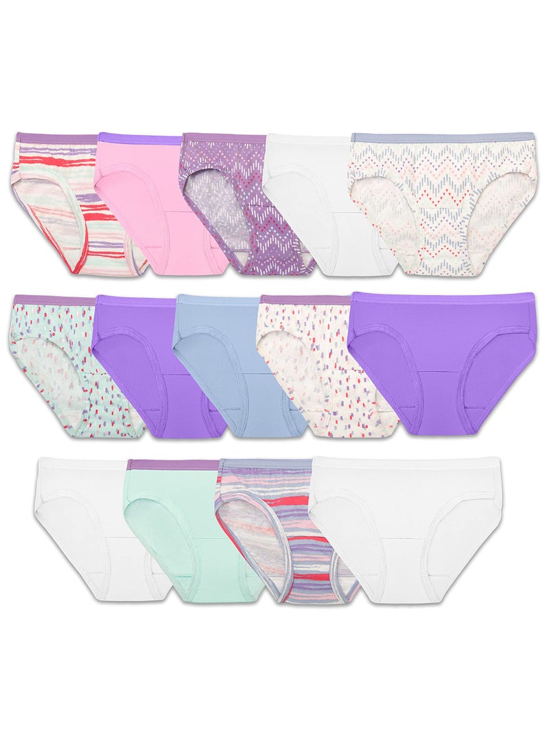 Fruit of the Loom Girls' Cotton Hipster Underwear, 14 Pack - Fashion Assorted, 8 - Image 1
