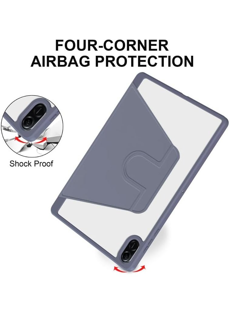 VKL Clear Back Case Compatible with Honor Pad X8a 11-inch 2024, 360 Degree Swivel Stand Flip Smart Cover Auto Sleep/Wake Case For Honor Pad X8a Tablet (Lavender) - Image 4