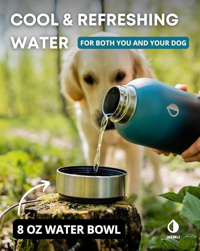 HEMLI 32 oz. Dog Water Bottle, Insulated Dog Travel Water Bottle, Stainless Steel Pet Water Bottle Dispenser Portable Food and Water Bowl for Dogs with Carrying Case for Walking Dog Canteen Travel Kit - Image 4