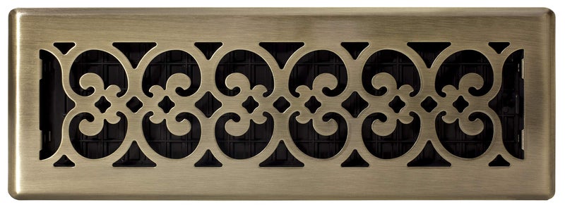 Decor Grates SPH414-A Scroll Design Floor Register, 4x14, Antique Brass Finish - Image 2