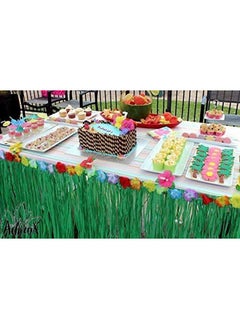 Adorox Adorox 1 Table Skirt Hawaiian Luau Hibiscus Green Table Skirt 9ft Party Decorations (Green (1 Table Skirt))  - Image 3
