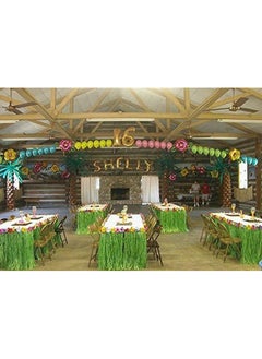Adorox Adorox 1 Table Skirt Hawaiian Luau Hibiscus Green Table Skirt 9ft Party Decorations (Green (1 Table Skirt))  - Image 5