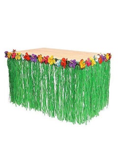 Adorox Adorox 1 Table Skirt Hawaiian Luau Hibiscus Green Table Skirt 9ft Party Decorations (Green (1 Table Skirt))  - Image 1