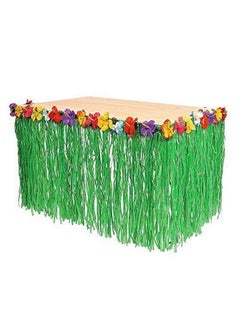 Adorox Adorox 1 Table Skirt Hawaiian Luau Hibiscus Green Table Skirt 9ft Party Decorations (Green (1 Table Skirt))  - Image 2