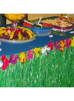 Adorox Adorox 1 Table Skirt Hawaiian Luau Hibiscus Green Table Skirt 9ft Party Decorations (Green (1 Table Skirt))  - Image 4