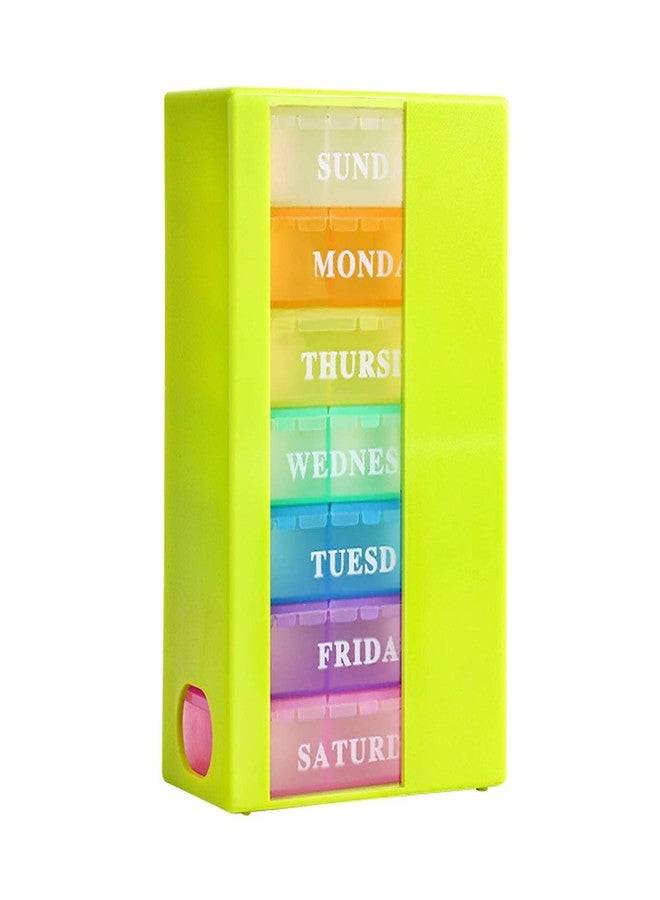 VINI Medicine Organizer with 7 Small Pill Organizers 3 Times a Day Large Stackable Pill Dispenser for Supplement Vitamin Pills (Green, 1PCS) - Image 3