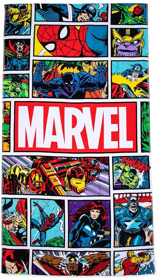 Jay Franco Marvel Comics Vintage Comic Kids Large BathPoolBeach Towel  Super Soft  Absorbent Fade Resistant Cotton Towel Measures 34 x 64 inches Official Marvel Product